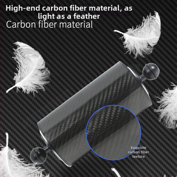 Zemūdens fotogrāfēšanas lampas roka un sfēras galvas stiprinājums — alumīnija sakausējums + oglekļa šķiedras, maksimālā slodze 2–5 kg, saderīgs ar 1 collu sfēras galvu, modelis D80MM