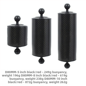 Zemūdens fotogrāfēšanas lampas roka un sfēras galvas stiprinājums — alumīnija sakausējums + oglekļa šķiedras, maksimālā slodze 2–5 kg, saderīgs ar 1 collu sfēras galvu, modelis D80MM