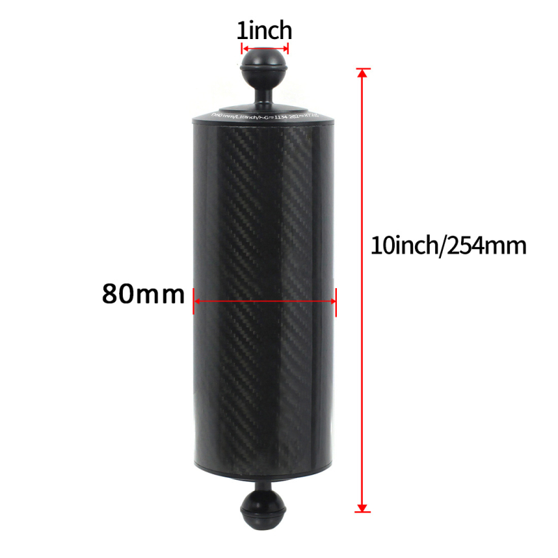 Zemūdens fotogrāfēšanas lampas roka un sfēras galvas stiprinājums — alumīnija sakausējums + oglekļa šķiedras, maksimālā slodze 2–5 kg, saderīgs ar 1 collu sfēras galvu, modelis D80MM