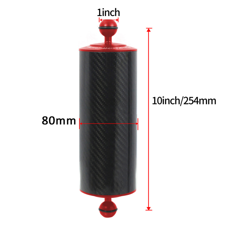 Zemūdens fotogrāfēšanas lampas roka un sfēras galvas stiprinājums — alumīnija sakausējums + oglekļa šķiedras, maksimālā slodze 2–5 kg, saderīgs ar 1 collu sfēras galvu, modelis D80MM