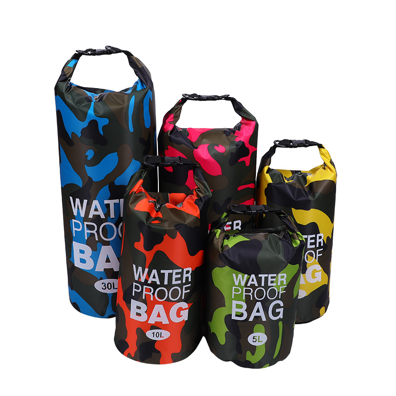 Водоустойчива PVC чанта за открито с камуфлажен принт, капацитет 2–30 л