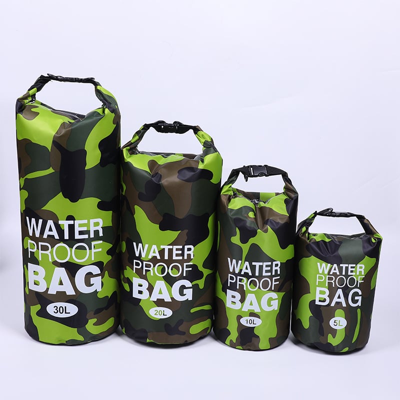 Водоустойчива PVC чанта за открито с камуфлажен принт, капацитет 2–30 л