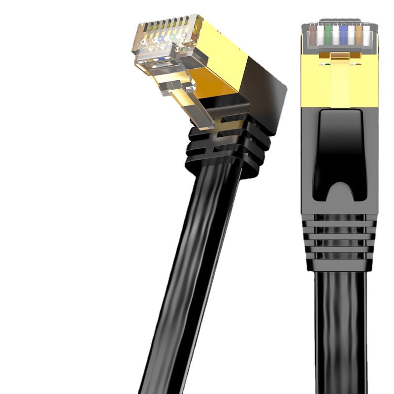 Kabel mrežni kategorije 7, plosnat s 90° zavojem, zaštićen, čist bakar