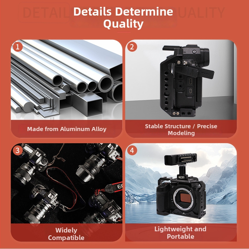 Metalna kućica za kameru Nikon Z5 II/Z6 III/Z6/Z7 II — aluminijska legura, podržava horizontalno i vertikalno snimanje, kompatibilno s Nikon Z5 II/Z6 III/Z6/Z7 II; maksimalna nosivost 6–10 kg; težina 0.224 kg
