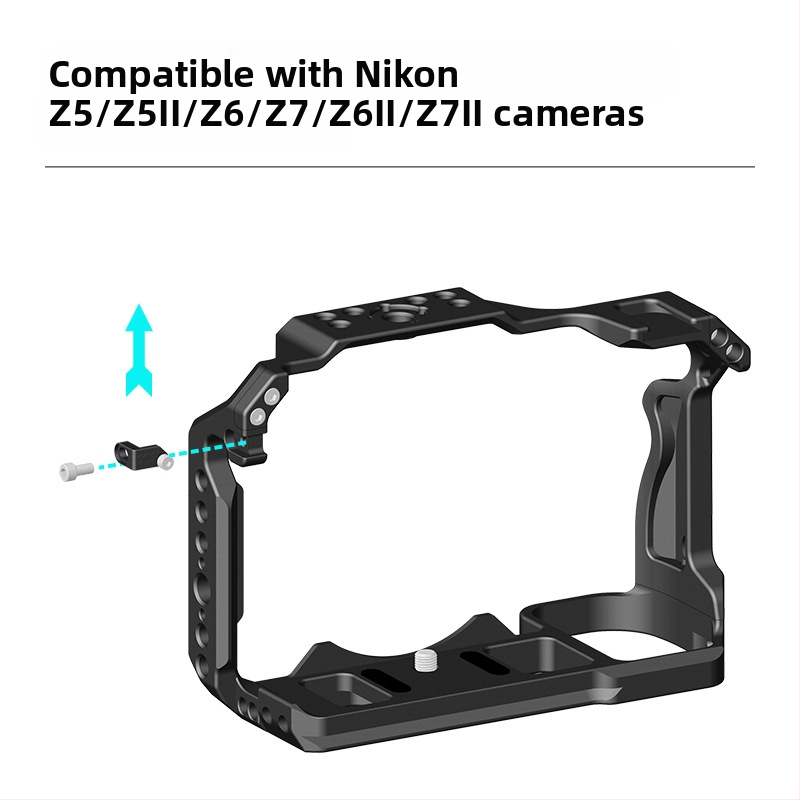 Metalna kućica za kameru Nikon Z5 II/Z6 III/Z6/Z7 II — aluminijska legura, podržava horizontalno i vertikalno snimanje, kompatibilno s Nikon Z5 II/Z6 III/Z6/Z7 II; maksimalna nosivost 6–10 kg; težina 0.224 kg