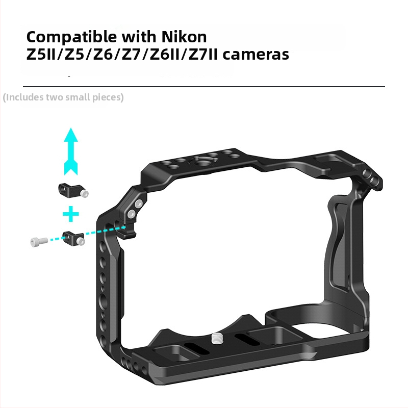 Metalna kućica za kameru Nikon Z5 II/Z6 III/Z6/Z7 II — aluminijska legura, podržava horizontalno i vertikalno snimanje, kompatibilno s Nikon Z5 II/Z6 III/Z6/Z7 II; maksimalna nosivost 6–10 kg; težina 0.224 kg