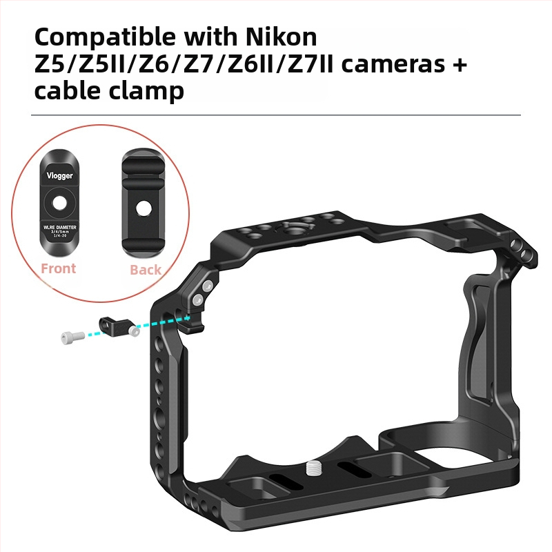 Metalna kućica za kameru Nikon Z5 II/Z6 III/Z6/Z7 II — aluminijska legura, podržava horizontalno i vertikalno snimanje, kompatibilno s Nikon Z5 II/Z6 III/Z6/Z7 II; maksimalna nosivost 6–10 kg; težina 0.224 kg