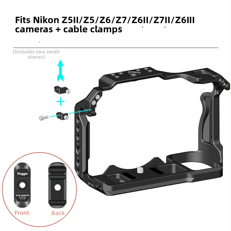 Metalna kućica za kameru Nikon Z5 II/Z6 III/Z6/Z7 II — aluminijska legura, podržava horizontalno i vertikalno snimanje, kompatibilno s Nikon Z5 II/Z6 III/Z6/Z7 II; maksimalna nosivost 6–10 kg; težina 0.224 kg