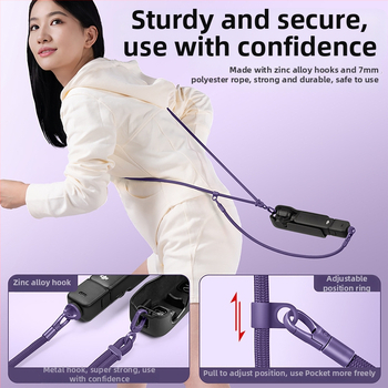 DJI Pocket 3 šnúra na krk — 3 v 1 popruh cez telo, unisex; materiály: nylon, polyestrové lano, kovová spona