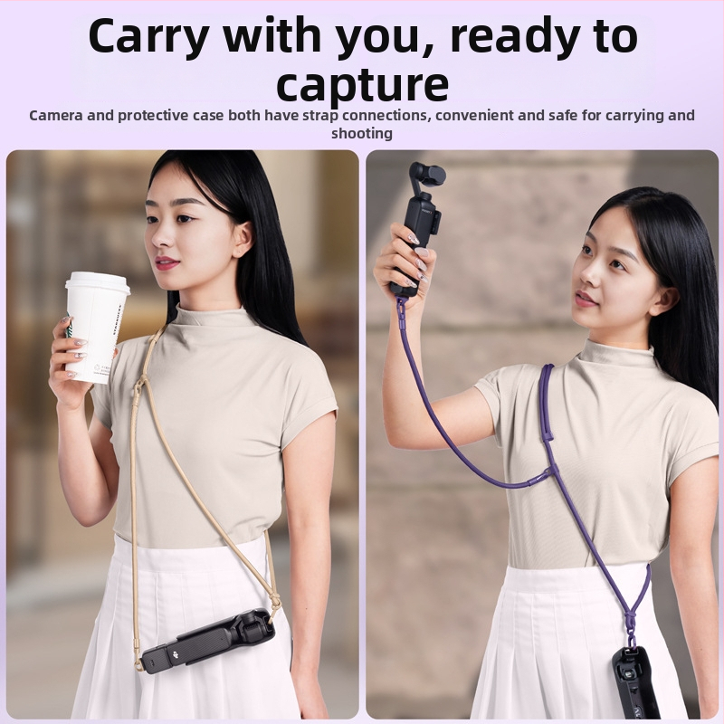 DJI Pocket 3 šnúra na krk — 3 v 1 popruh cez telo, unisex; materiály: nylon, polyestrové lano, kovová spona