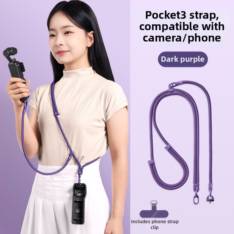 DJI Pocket 3 šnúra na krk — 3 v 1 popruh cez telo, unisex; materiály: nylon, polyestrové lano, kovová spona