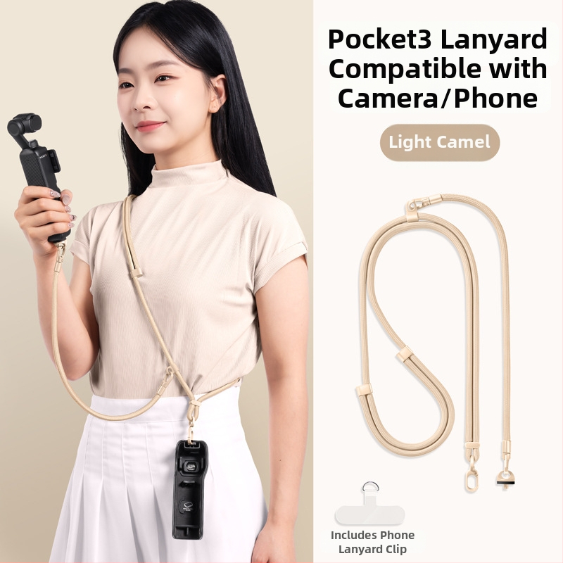 DJI Pocket 3 šnúra na krk — 3 v 1 popruh cez telo, unisex; materiály: nylon, polyestrové lano, kovová spona