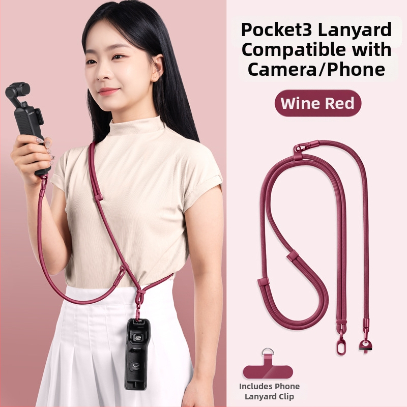 DJI Pocket 3 šnúra na krk — 3 v 1 popruh cez telo, unisex; materiály: nylon, polyestrové lano, kovová spona