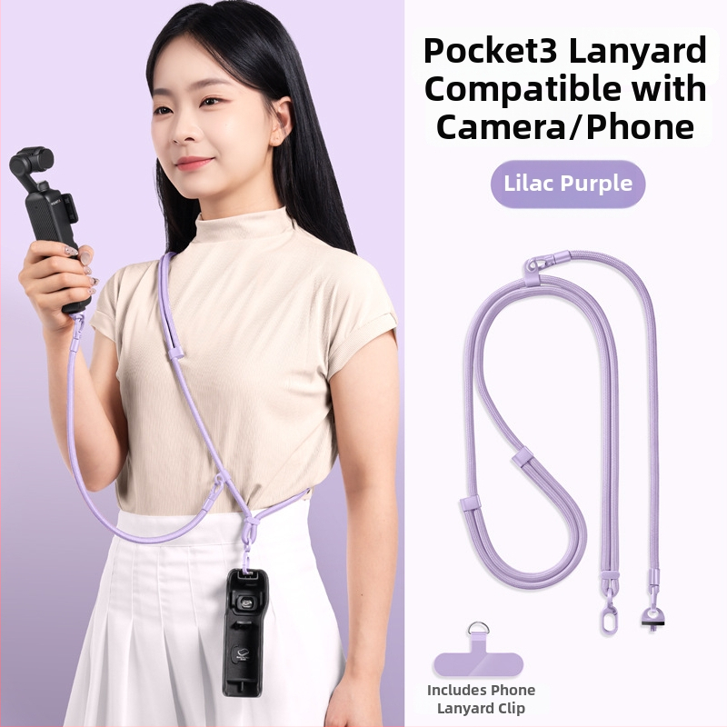 DJI Pocket 3 šnúra na krk — 3 v 1 popruh cez telo, unisex; materiály: nylon, polyestrové lano, kovová spona