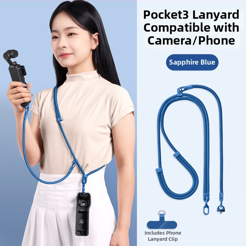 DJI Pocket 3 šnúra na krk — 3 v 1 popruh cez telo, unisex; materiály: nylon, polyestrové lano, kovová spona