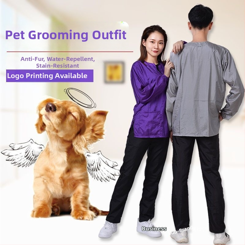 Profesionāļiem paredzēts suņu un kaķu kopšanas halāts – garas piedurknes, ūdens atgrūdošs un elpojošs (Zīmols: otter; Materiāls: lina; Importēts: Nē; Izcelsme: Cita)