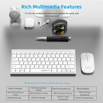 WT110 Bezdrôtový set klávesnice a myši pre počítač, USB klávesnica a USB myš, 1200 DPI, Ergonomický, Vodotesný