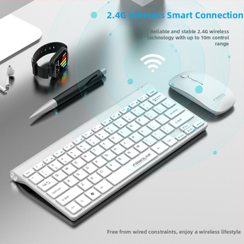 WT110 Bezdrôtový set klávesnice a myši pre počítač, USB klávesnica a USB myš, 1200 DPI, Ergonomický, Vodotesný