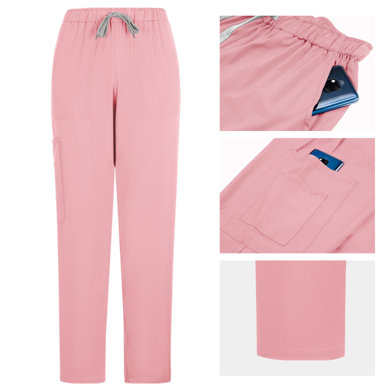 Chirurgický dentálny scrub set so split dizajnom hornej a dolnej časti, krátke rukávy, vlhkosť odvádzajúca zmes polyester-spandex, unisex lekárske oblečenie