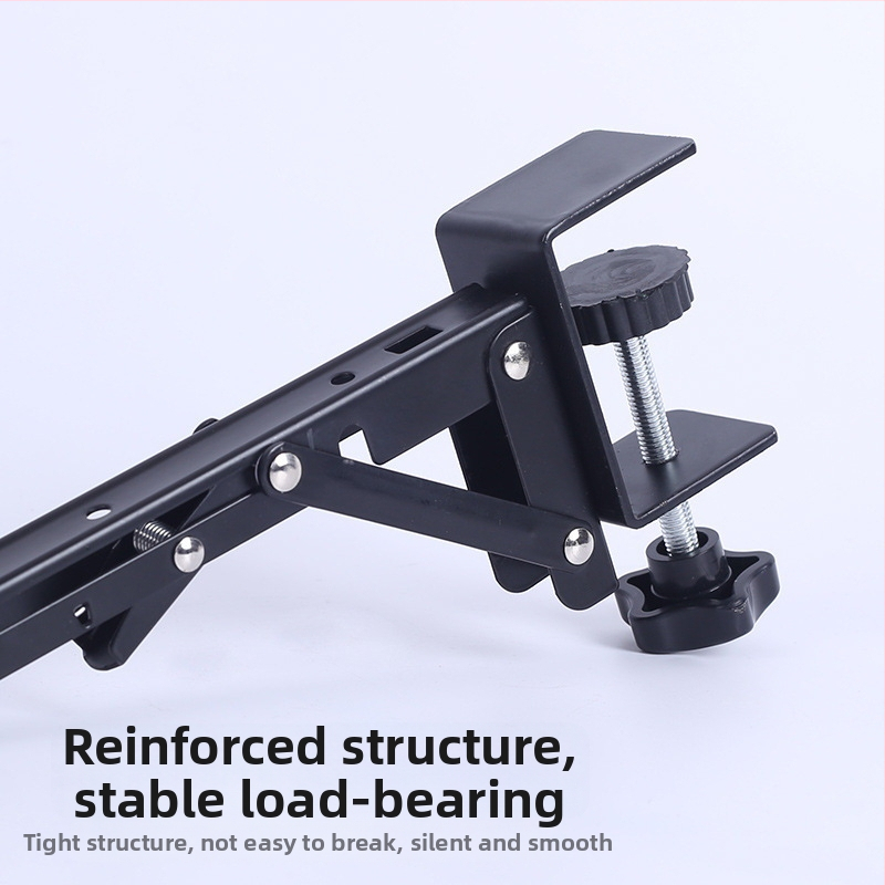 Държач за клавиатура, сгъваем без пробив (Материал: студено валцована стомана; Модел: Безпробивен сгъваем държач; Приложение: за маса или шкаф; Стил: модерен и минималистичен; Покритие: боядисана повърхност)