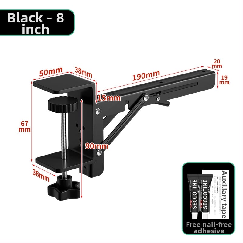 Държач за клавиатура, сгъваем без пробив (Материал: студено валцована стомана; Модел: Безпробивен сгъваем държач; Приложение: за маса или шкаф; Стил: модерен и минималистичен; Покритие: боядисана повърхност)