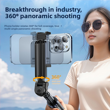 Mini Bluetooth magnētiskais selfie sticks ar četru kāju tripodu; materiāls: alumīnija sakausējums + ABS; pults iekļauts; apgaismojums fotografēšanai; Bluetooth ieslēgts