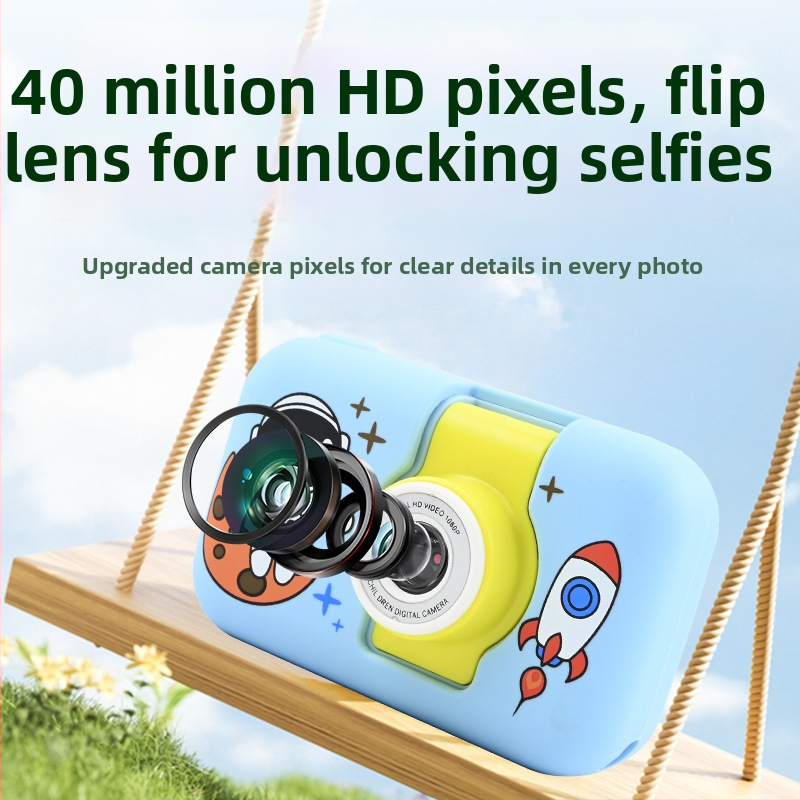 Gyerekeknek szóló kamera — 4x zoom, 2,0 hüvelykes LCD, TF-kártya tárhely, visszafordítható kivitel, játékok/videók/fényképek/szűrők