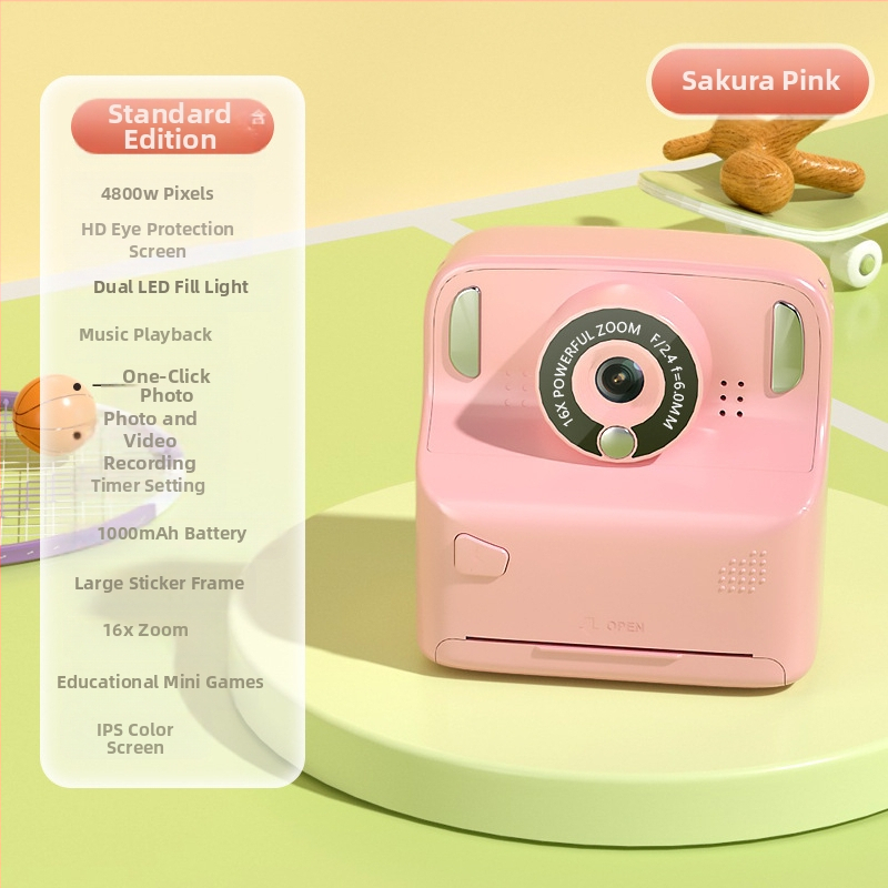 Digitaalse printimisega kaamera lastele, mudel X6D, 2,4-tolline LCD, TF-kaardi salvestus, 4800 pikslit, 1000 mAh akumulator
