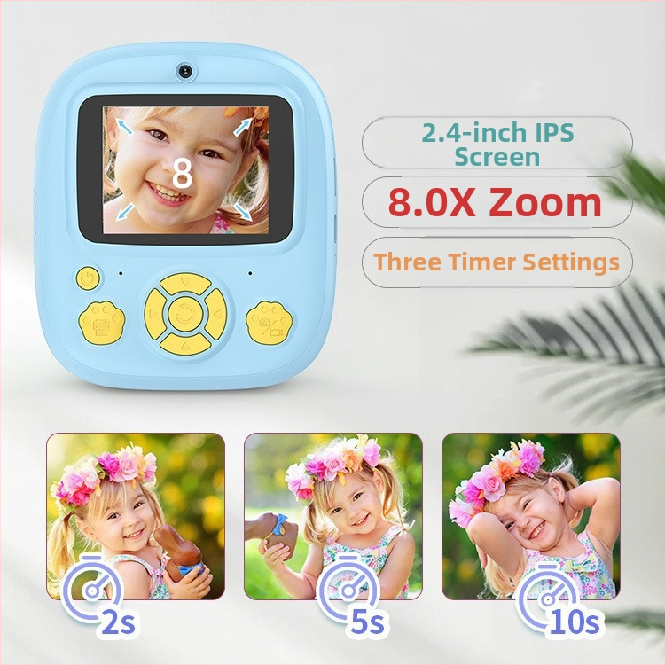 Lastele mõeldud mini Polaroid hetkekaamera, mudel P5, fotod ja printimine, 2,4-tolline LCD, TF-kart salvestuseks, 4800–9600 piksli vahemik, välja antud 2024. aastal