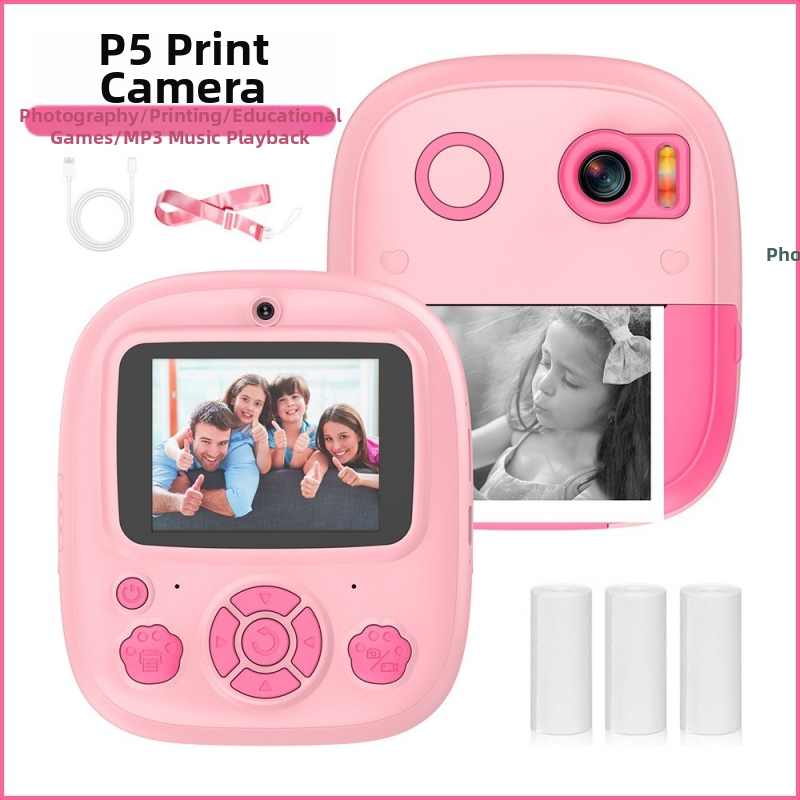 Lastele mõeldud mini Polaroid hetkekaamera, mudel P5, fotod ja printimine, 2,4-tolline LCD, TF-kart salvestuseks, 4800–9600 piksli vahemik, välja antud 2024. aastal