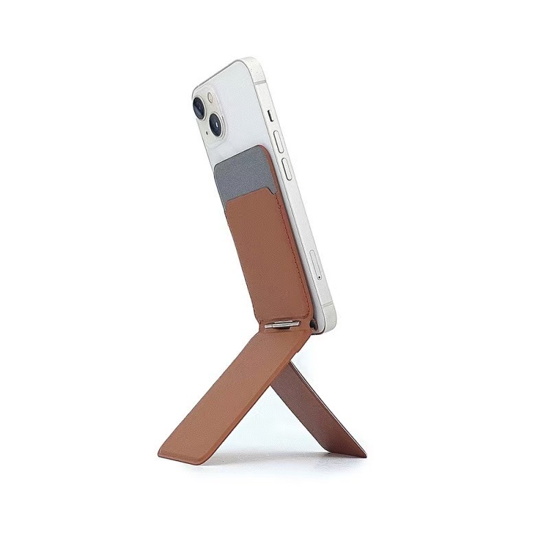 Suport pentru transmisii live MagSafe, cu loc pentru carduri, balama, piele PU, husă de telefon cu acoperire totală și pliere