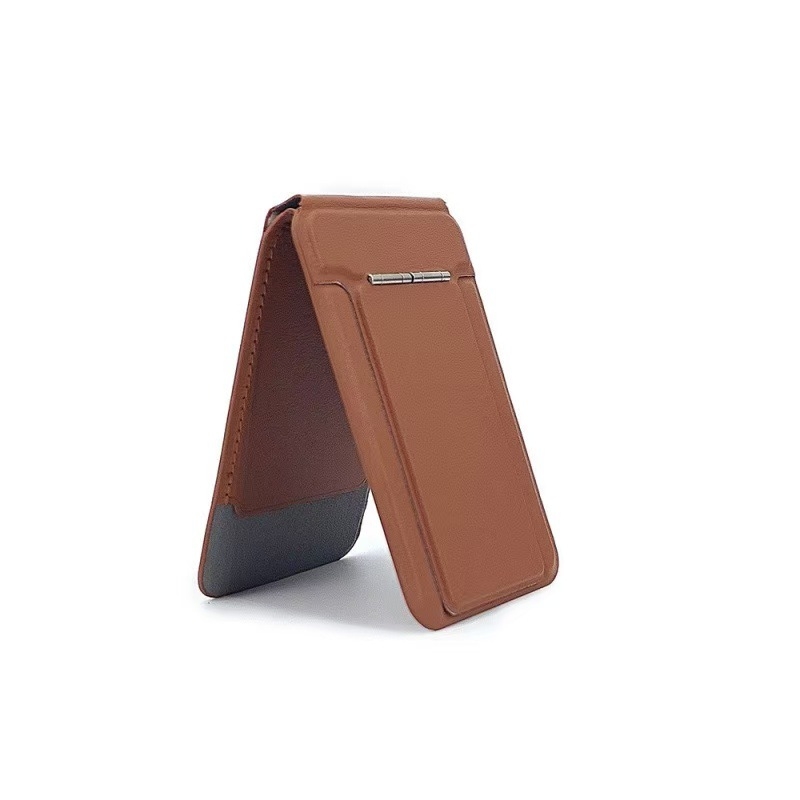 Suport pentru transmisii live MagSafe, cu loc pentru carduri, balama, piele PU, husă de telefon cu acoperire totală și pliere