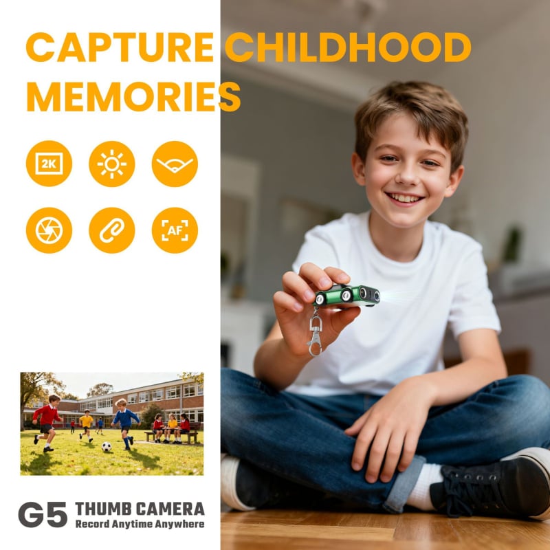 Cameră mini pentru copii G-5, ecran 0.96 inch LCD, 1–5 MP, card TF, autonomie baterie 1–3 ore