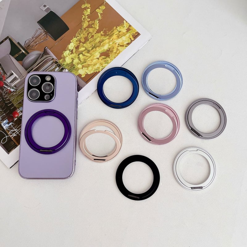 Alumínium ötvözetű 360°-ban forgó telefonos állvány ragasztó rögzítéssel és MagSafe kompatibilitással