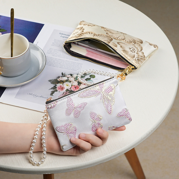 Portofel lung pentru femei, cu model floral, material PVC, căptușeală poliester, stil Noua Tendință Națională, primăvara 2025