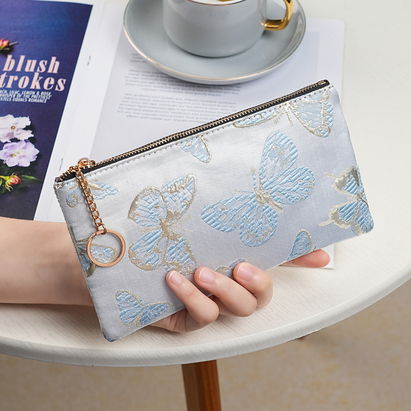 Portofel lung pentru femei, cu model floral, material PVC, căptușeală poliester, stil Noua Tendință Națională, primăvara 2025