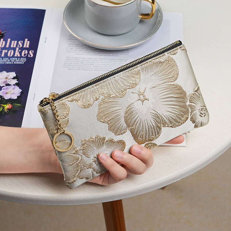 Portofel lung pentru femei, cu model floral, material PVC, căptușeală poliester, stil Noua Tendință Națională, primăvara 2025