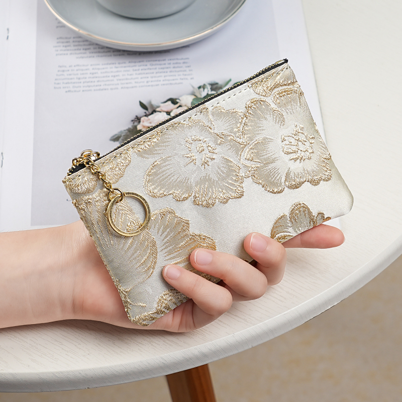 Portofel lung pentru femei, cu model floral, material PVC, căptușeală poliester, stil Noua Tendință Națională, primăvara 2025