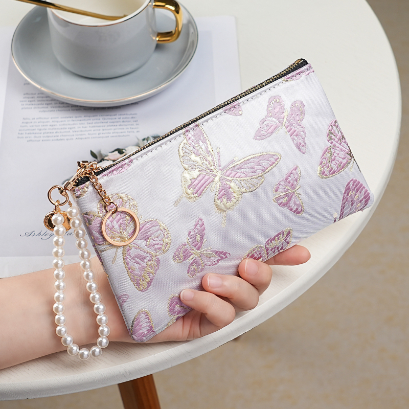 Portofel lung pentru femei, cu model floral, material PVC, căptușeală poliester, stil Noua Tendință Națională, primăvara 2025