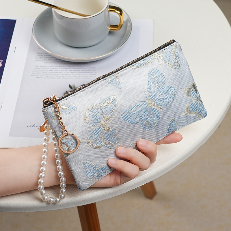 Portofel lung pentru femei, cu model floral, material PVC, căptușeală poliester, stil Noua Tendință Națională, primăvara 2025