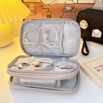Geantă de stocare cabluri – stil geantă de mână, depozitare pe mai multe niveluri, organizator portabil, multifuncțional pentru cabluri, căști și unități USB (călătorii)