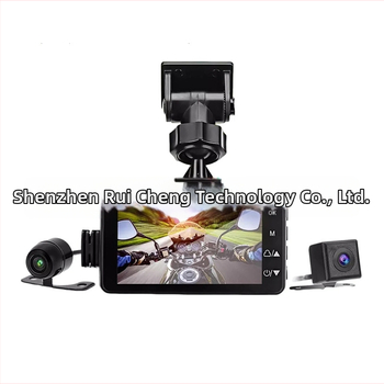 T18 motociklų dviejų objektyvų vaizdo registratorius, 1080P HD, 120° matymo kampas, palaiko TF kortelę 8–32GB su cikliniu įrašu