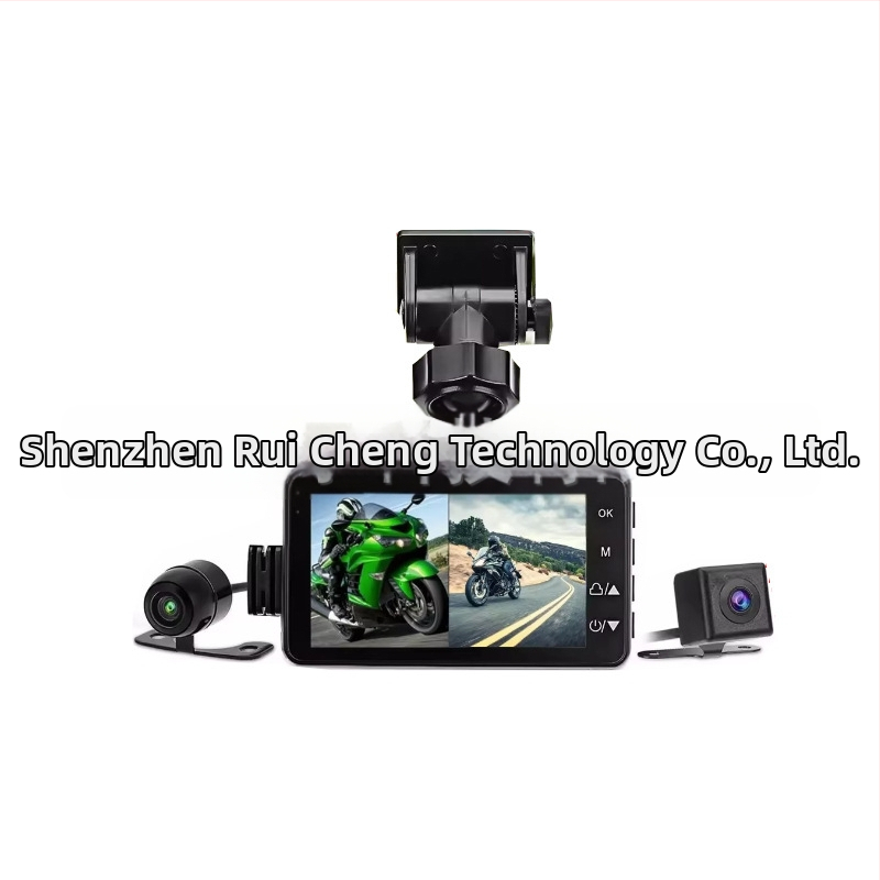 T18 motociklų dviejų objektyvų vaizdo registratorius, 1080P HD, 120° matymo kampas, palaiko TF kortelę 8–32GB su cikliniu įrašu