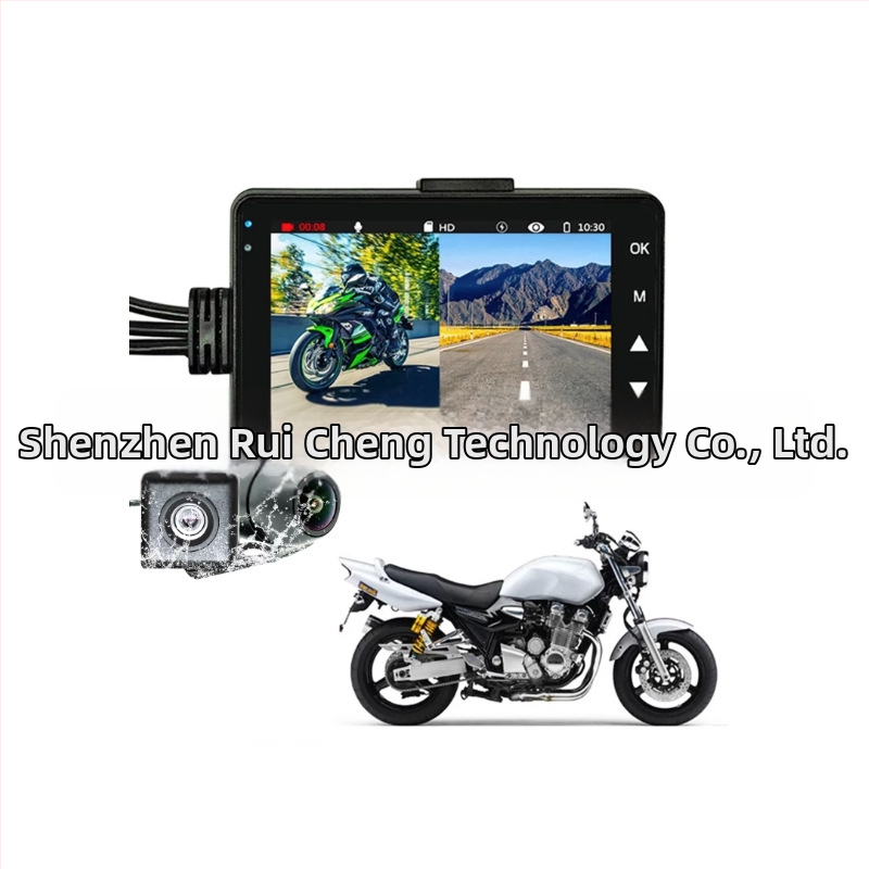 T18 motociklų dviejų objektyvų vaizdo registratorius, 1080P HD, 120° matymo kampas, palaiko TF kortelę 8–32GB su cikliniu įrašu