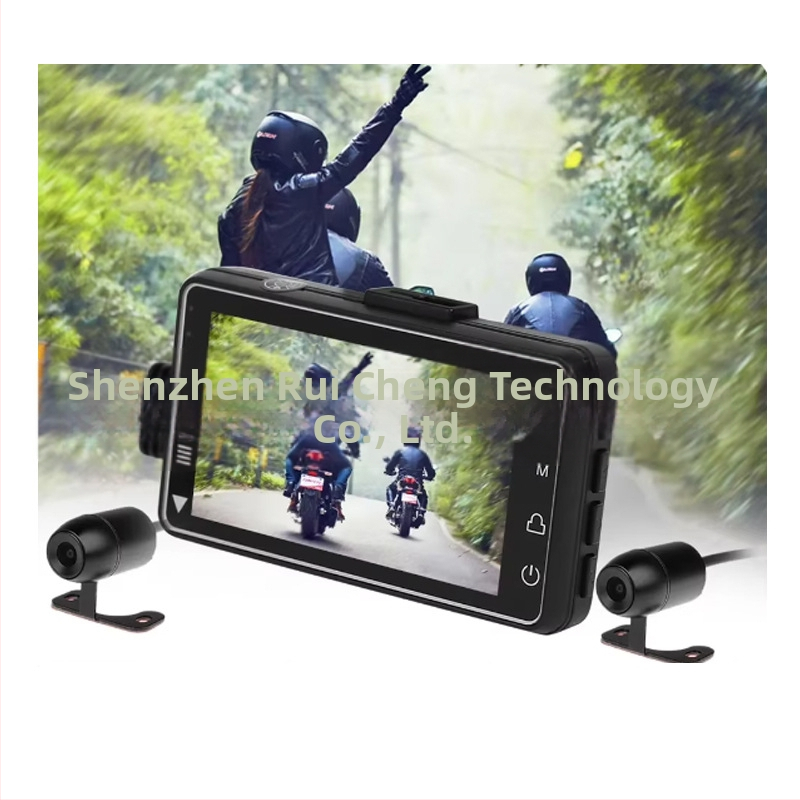 T18 motociklų dviejų objektyvų vaizdo registratorius, 1080P HD, 120° matymo kampas, palaiko TF kortelę 8–32GB su cikliniu įrašu