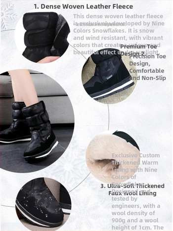 Vīriešu ziemas zābaki sniegam, ūdensizturīgi, pretslīdējoši, ar mākslīgu pūkainu oderi, bieza konstrukcija, gumijas zole