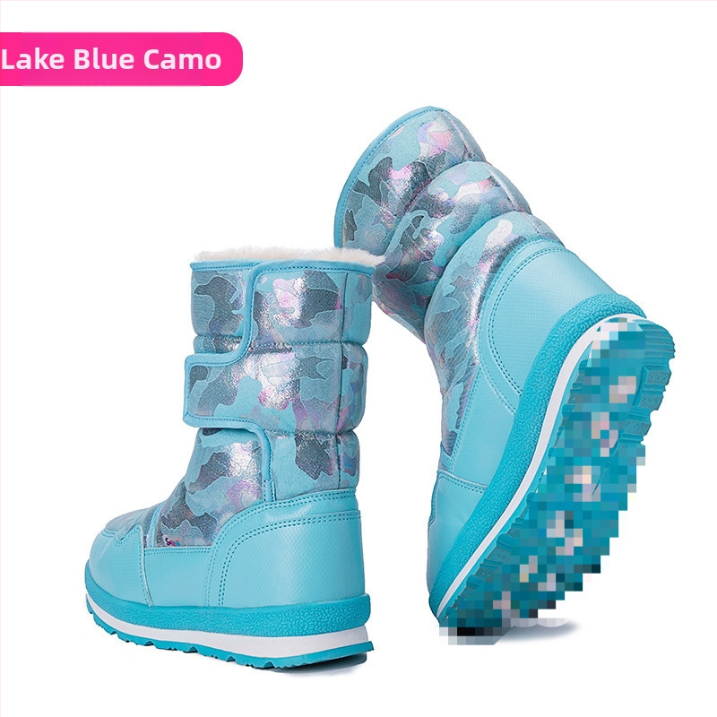 Vīriešu ziemas zābaki sniegam, ūdensizturīgi, pretslīdējoši, ar mākslīgu pūkainu oderi, bieza konstrukcija, gumijas zole