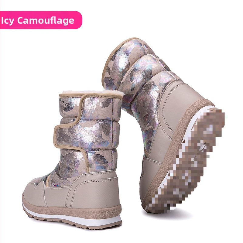 Vīriešu ziemas zābaki sniegam, ūdensizturīgi, pretslīdējoši, ar mākslīgu pūkainu oderi, bieza konstrukcija, gumijas zole