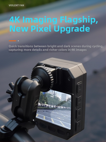 Cameră de bord pentru motocicletă, 4K+, unghi de vizualizare 170°, Wi‑Fi, card SD de 256 GB, suport ghidon