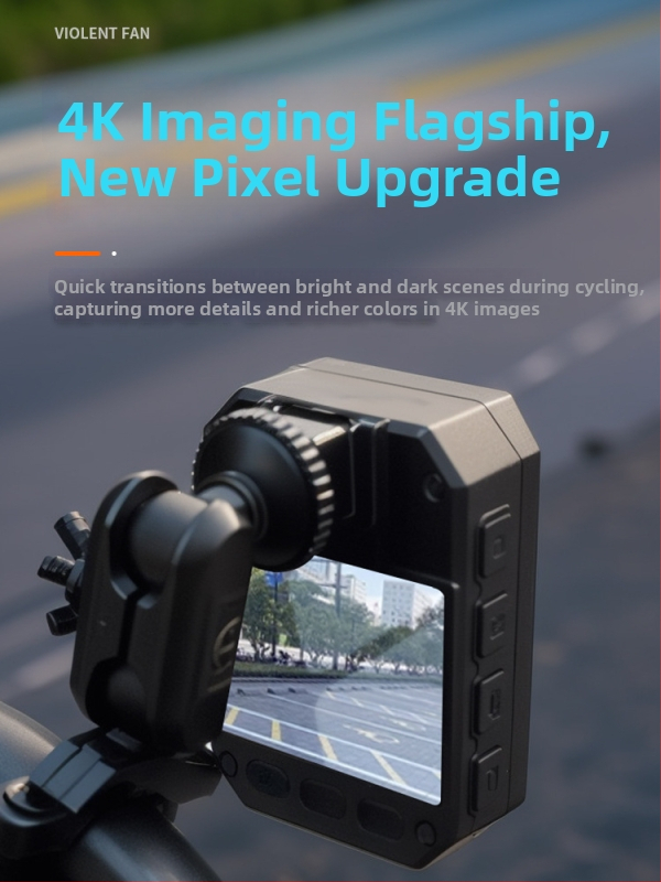 Cameră de bord pentru motocicletă, 4K+, unghi de vizualizare 170°, Wi‑Fi, card SD de 256 GB, suport ghidon